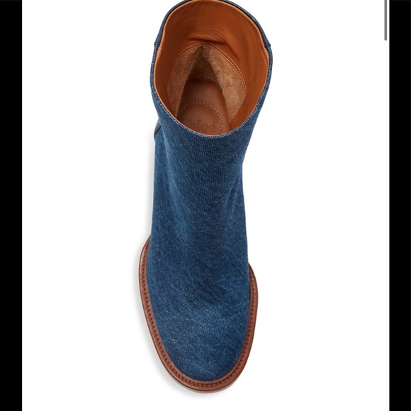 Chloe Edith Denim & Leather Short Boots - Picture 3 of 16
